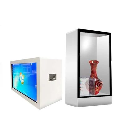 55 Inch Transparent LCD Showcase with 1920x1080 Resolution and 10 Points Touch Screen Display Cabinet