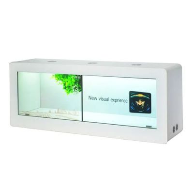 55 Inch Transparent LCD Showcase with Capacitive Touch and 1x2 Splicing Wall LCD Display Cabinet