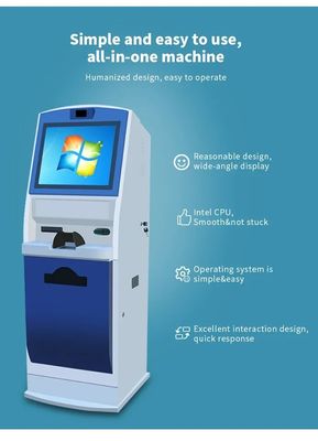 19 Inch Touch Screen Self Service Kiosk with ID Card Reader and A4 Printer