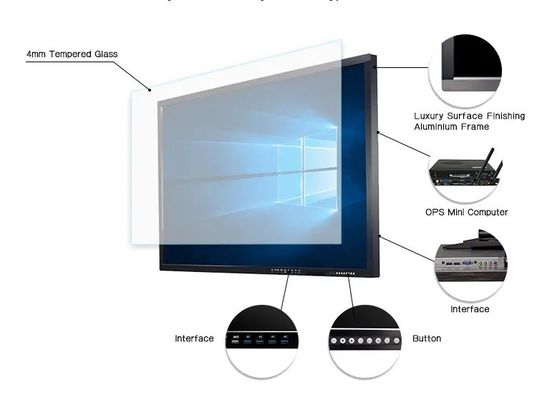 55 Inch Smart Touch Screen Interactive Flat Panel with 16:9 Aspect Ratio and 10 Point Touch
