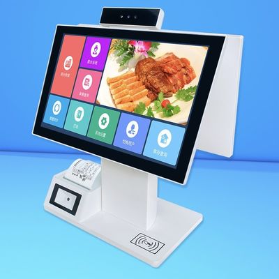 Desktop Self Service Touch Screen Ordering Kiosk Dual Screen Cashier Machine