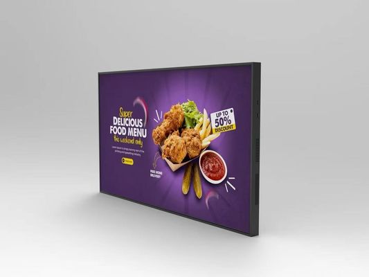 43 inch LCD Advertising Display Fully affixed to the Wall Mounted LCD Panel