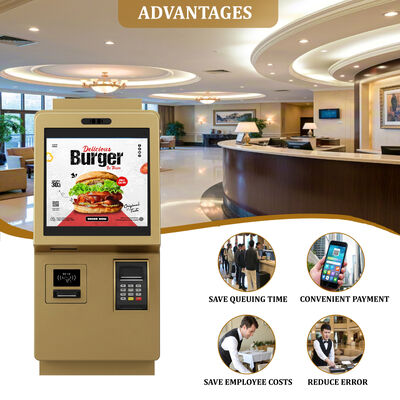24 Inch Capacitive Touch Screen Self Ordering Kiosk with 1920X1080 Resolution and Wall Mounted Design for Indoor Food Ordering