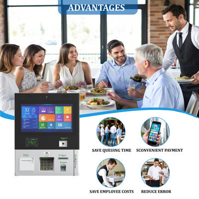 Wall Mounted Hotel Kiosk with 1920x1080 Resolution Touch Screen and Thermal Printer for Self Check-in