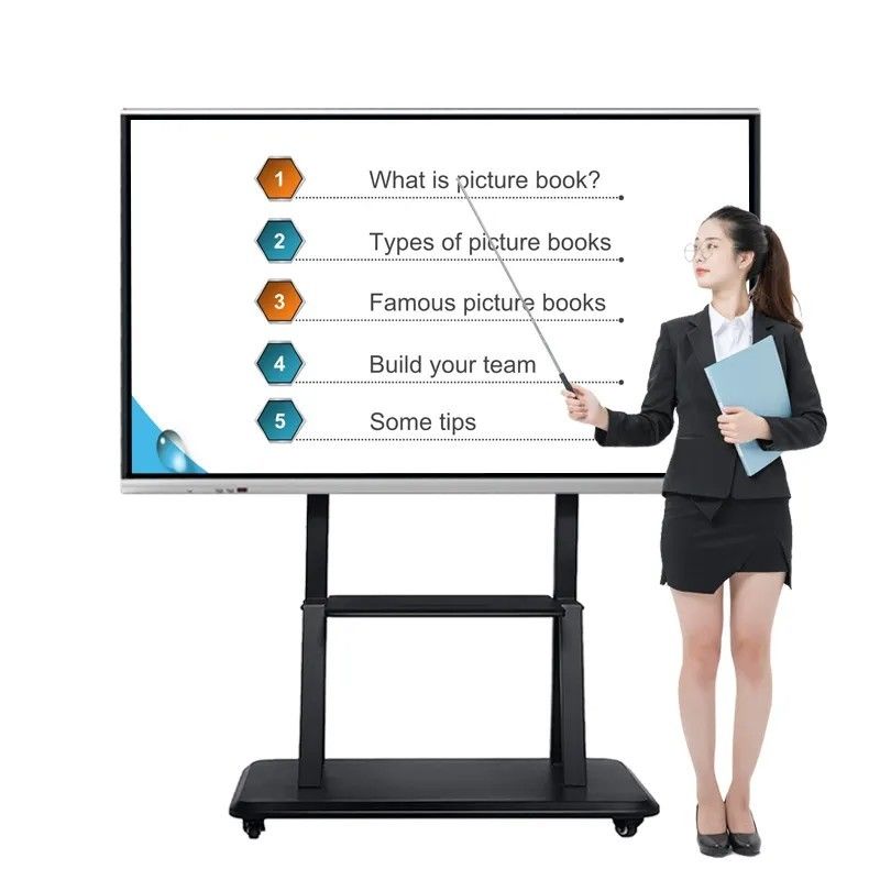 100 Inch 4K UHD Interactive Whiteboard with 20-Point Multi-Touch Smart Board for Classroom