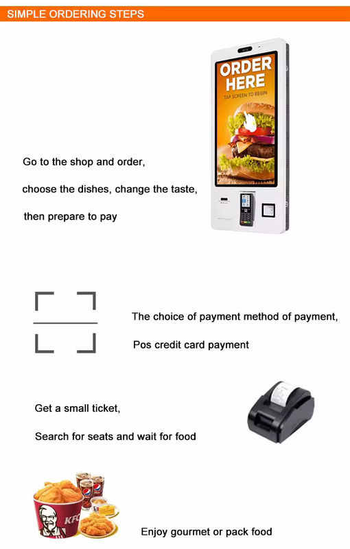 High Durability Self Ordering Kiosk with 100% A+ Grade Panel, 178° Viewing Angle, and Anti-dust Anti-vandal Features