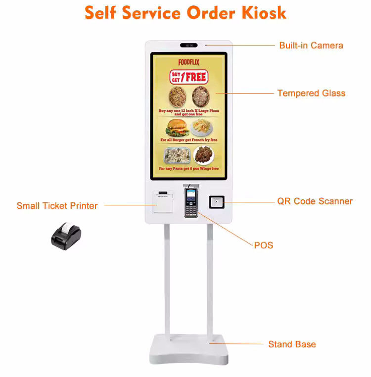 Versatile Self Ordering Kiosk for Catering and Restaurants with Optional facial Recognition