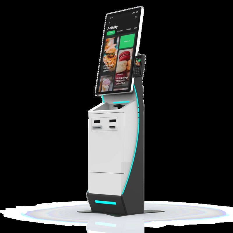 Self Checkin Kiosk with Passport Reader and Windows 10 OS Featuring Customized LED Lights for Enhanced Visitor Management