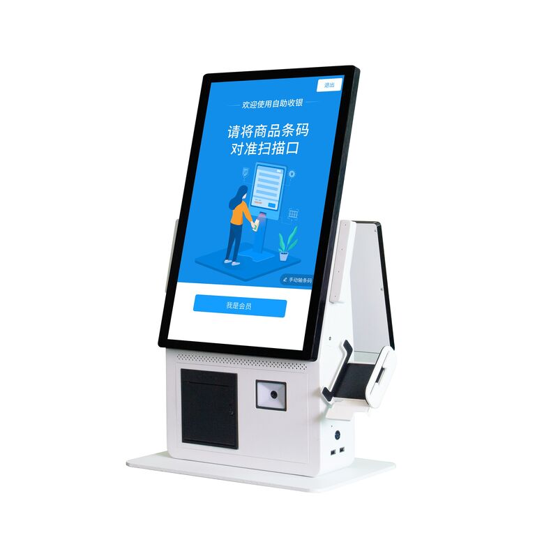 POS Kiosk All-in-one System with Capacitive Touch Screen 80mm Thermal Printer and NFC Card Reader for Self-service Checkout